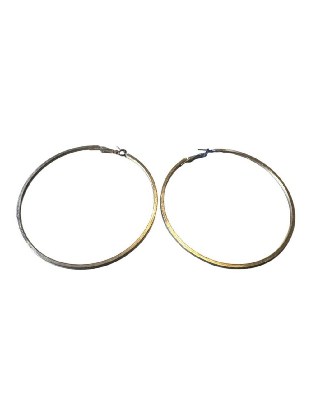 Large Gold-Tone Hoop Earrings With Leverback Closure For Women 3-Inch Diameter M